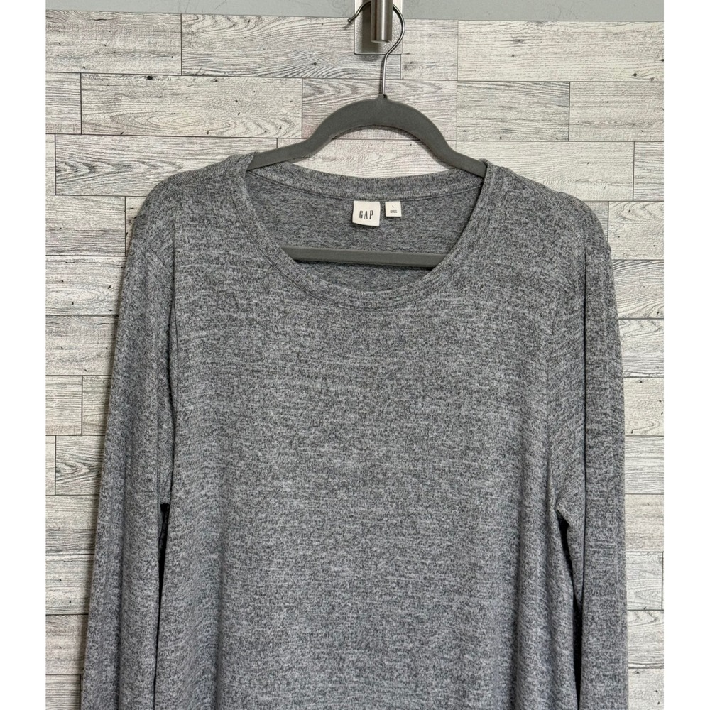 GAP Womens Gray Heathered Knit Bell Sleeve Long‎ Sleeve Top Sz-Large Relaxed Fit - Picture 3 of 9